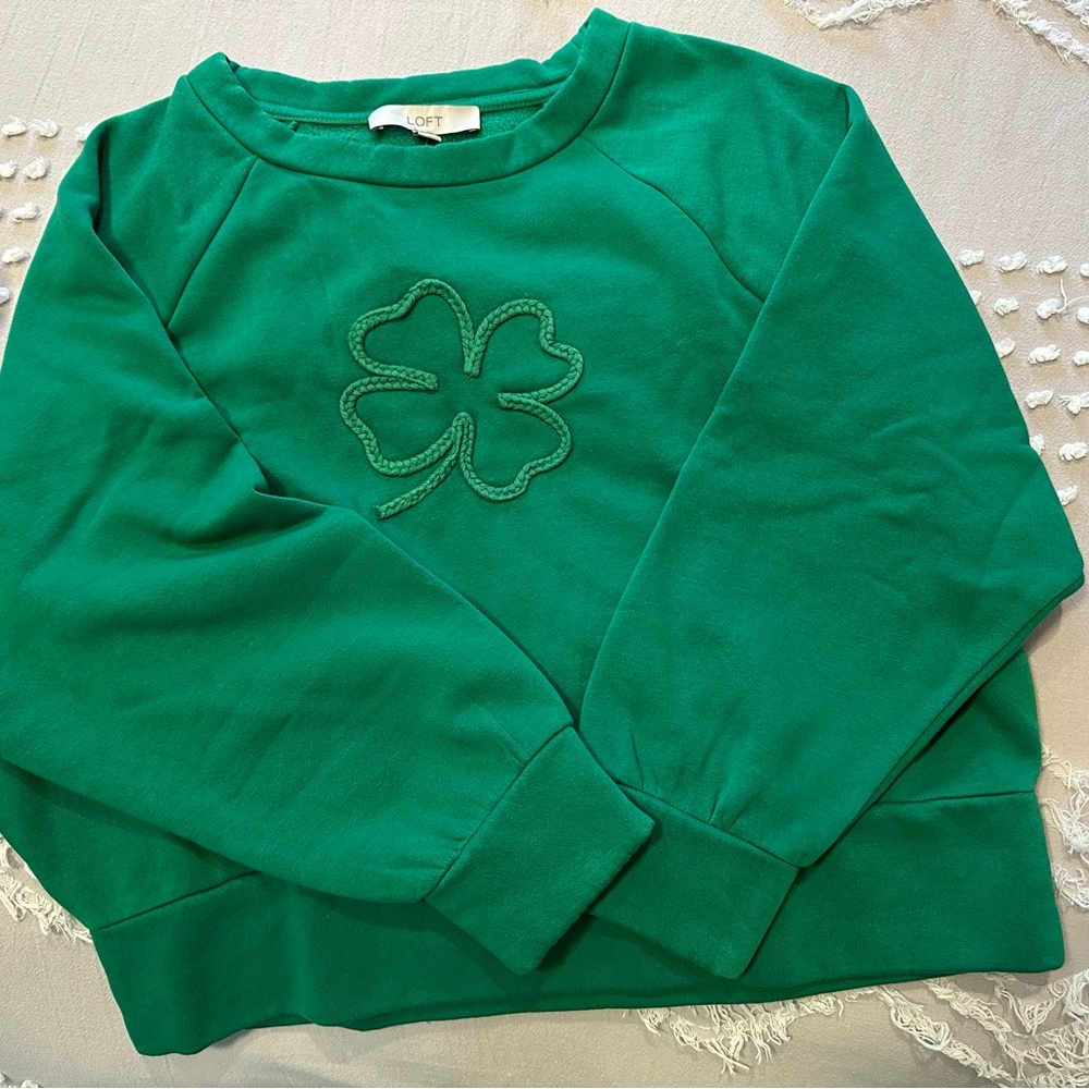 LOFT Green Sweatshirt with Clover Design
